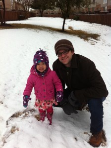 Dad and Elise in the snow