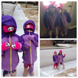 The girls were begging to go outside. They lasted about 15 minutes in the 20ish degree weather.