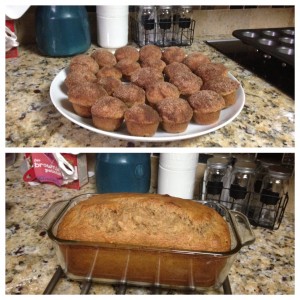 The girls helped me make Applesauce Cinnamon Sugar Muffins for breakfast. I made some banana bread too because why not.