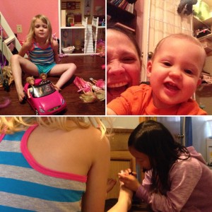 Maggie had pink eye. Jack had an ear infection. Elise was feeling fine and giving pedicures.